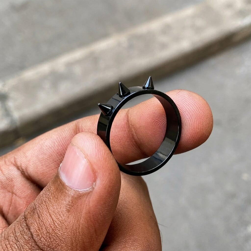Black Spiked Steel Ring - ShopAsawir